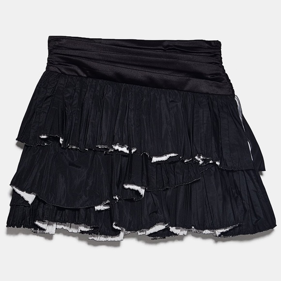 Zara FRILLED PLEATED FLOUNCED RUFFLED MINI SKIRT - Picture 6 of 6